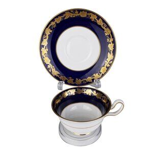 Wedgewood Vintage Whitehall Cobalt Blue Cup and Saucer Set Excellent Condition